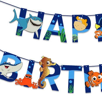 Mere all Teemastatud BirthdayParty Värske Värvi Troopilisi Kalu palju õnne Sünnipäevaks Banner Teenetemärgi