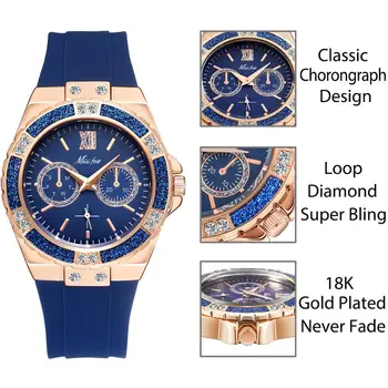 MISSFOX Naiste Quartz Watch Fashion Luksus Brändi Rose Gold Bling Daamid Vaadata Diamond Must Kummist Bänd Naiste Kell Xfcs 2020