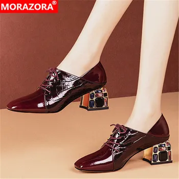 MORAZORA 2020 uute tulijate mood pits üles naisi pumbad, ehtne nahk värviga kleit kingad kevad-sügis kingad naine