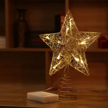 NICEXMAS Jõulupuu LED Star Puu Torukübar Akuga Puulatv Kaunistamine (Kuld)