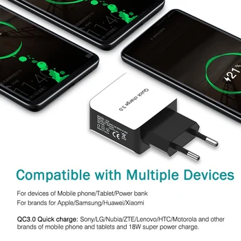 OREY 18W QC 3.0 USB-kiirlaadija iPhone X Seina Laadija Adapter Xiaomi Mi 9 Quick-Charge 3.0 Telefoni Laadija