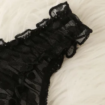 Pesu Micro Bikini Seksi Pood Avatud Rinnahoidja Lenceria Naiste Sexy Dot Võrgusilma Rinnahoidja Bowknot Aluspüksid Sleepwear Musta Pesu Set #35