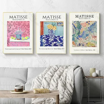 Prantsusmaa Henri Matisse Lill Lõuendile Maali Set Retro Plakatid ja Pildid Abstraktse Seina Art Pilte elutuba Home Decor