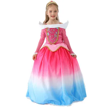 Printsess, Uinuv Kaunitar Tüdrukud Dress Up Kostüüm Tüdruk Gradient Värvi Pikad Varrukad Jõulud Halloween Fancy Kleit