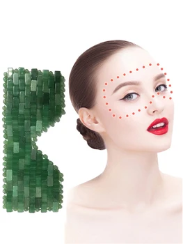 Roheline Aventurine Silmade Mask Komplekt Loomulik Jade Crystal Eye Lõõgastuda Magab Mask Näo Rull Gua Sha Massaaž Anti Vananemist Kirtsutama Kingitus