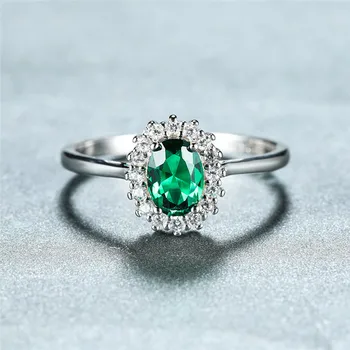 Roheline, Ovaalne Tsirkoon Lab Smaragd Rõngad Naiste Osalus Reaalne 925 Sterling Hõbe Kalliskivi Ring Naiste Pulm Ehted Kingitus