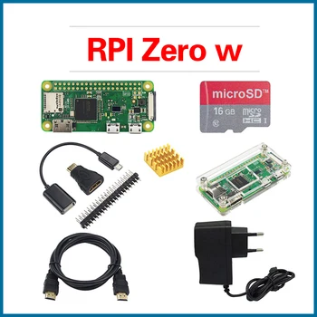 S ROBOT Vaarika Pi Null W Starter Kit + Akrüül Juhul + GPIO Päise + jahutusradiaator 1GHz PROTSESSOR, 512Mb RAM RPI W RPI188