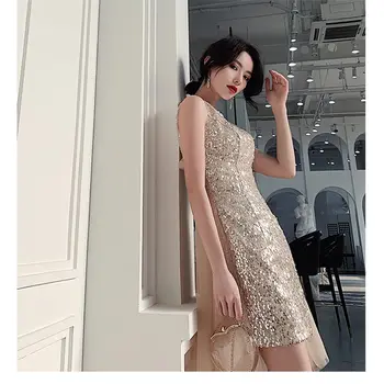 See on YiiYa Kokteili Kleidid 2019 Elegantne Varrukateta Kõrge Madal Pikkus Kokteili Dresss Naised, Pluss Suurus Kleit Cocktail Hommikumantlid E801