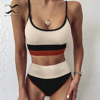 Seksikas soonilised bikinis 2020 naine Bandeau ujumistrikoo naine suplejaid Sport biquini Segast kahe töö sobiks Kõrge vöökoht trikoo