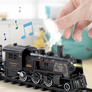 Simulatsioon Auru Rongi Elektrilised Rongi Mänguasja Komplekt Sulamist Rongi Spray Jälgida DIY Mänguasja Heli ja Valguse Raudtee Komplekt Lastele