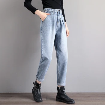 Sirge Haaremi Naiste Teksad Vintage Ema Kõrge Vöökoht Teksad Pluss Suurus Retro Boyfriend Jeans Street Sinine Must 2020 Denim Püksid