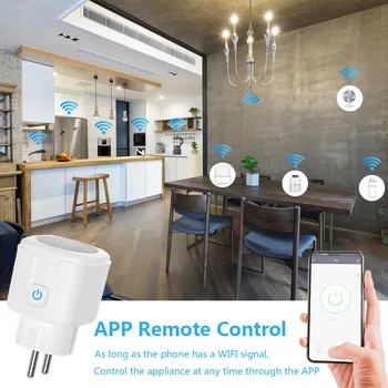 Smart WiFi EU Pistik Adapter 16A Remote hääljuhtimine Võimsus Jälgida Pistikupesa Pistikupesa Ajastamise Funktsiooni Töö Alexa Google ' i Kodu Tuya