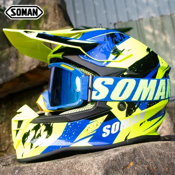 Somaan SM633 Mootorratta Klapp üles Krossi Kiiver+SM15 Kaitseprillid kasko moto ECE Kinnitatud Full-face allamäge off-road roller kask