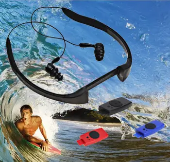 Sport muusika 8GB mälu veealuse MP3 Mängija, radio FM, pea seljas MP 3 Mängijad Sukeldumine ujuda surfamine, sport Super ipx8-ga veekindel