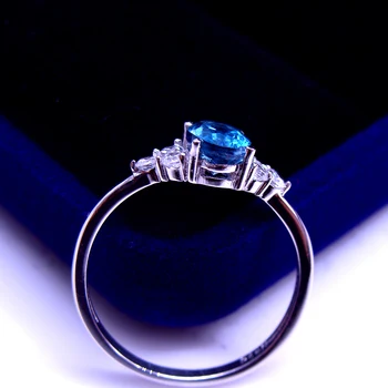 Suur GVBORI 925 Stering Hõbe Naturaalne Topaz Gemstone Ring Naiste Kaasamine Pool Ringi /kingitus Sinine Ring Trahvi Ehteid