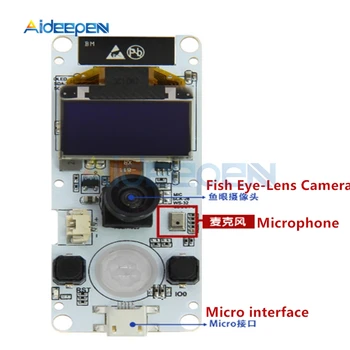 T-Kaamera kalasilm-Objektiiv ESP32 WROVER & PSRAM Kaamera Moodul ESP32-WROVER-B OV2640 Kaamera Moodul Koos Mikrofoni 0.96 OLED