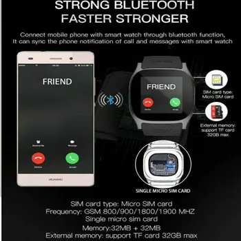 T8 Mehed Smart Vaadata SIM-TF-Kaardi Telefoni Bluetooth-Sport Bänd Kaamera, Android Kandma Android, IOS iPhone Samsung Uus