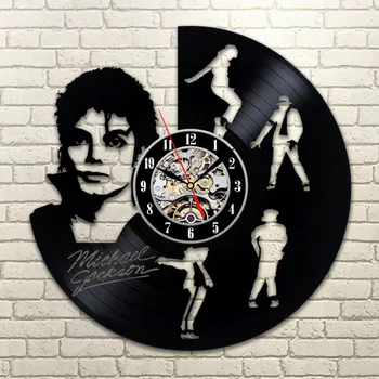 Tantsimine Michael Jacksoni Kuju LED Vinüül Rekord Kell Loominguline Rippuvad Kellad Antiik Home Decor Must Ring Hollow Wall Clock