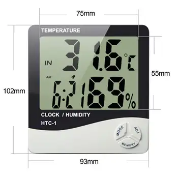 Termomeeter Sise Digitaalne LCD Hygrometer Temperatuuri-Niiskuse Mõõtja Äratuskell
