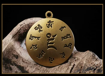 Tiibeti vask, Graveeritud Roheline Tara Bodhisattva Amulett Ripats