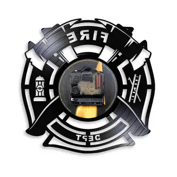 Tuletõrje Dekoratiivsed Vinüül Rekord Kella Tulekahju Veoauto Tuletõrjuja Päästa Kvarts LP Seina Vaadata, Malta Risti Tuletõrjuja