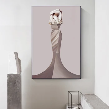 Tänapäeva Naised Seina Art Abstraktse Elegantne Kleit Lady Lõuendile Maali Klassikalise Plakati Print Ilu Seina Pilte Fashion Home Decor