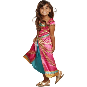 Tüdrukud Aladdin Jasmine Printsess Kleit Lapsed Halloween Kostüüm Fuksia Roosa Fancy Riided