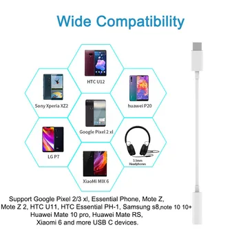 Tüüp C-3,5 mm Aux Adapter Kõrvaklappide Pistikupesa 24BIT HD Digital Audio USB-C Kaabel iPad Pro Huawei 20 Google Pixel 2/2XL 3/3XL