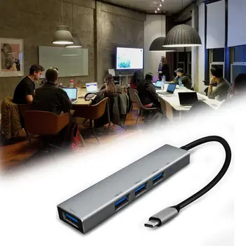 USB-C-C Tüüpi) ja USB 3.0 4-Port Hub-Adapter USB-C Alumiiniumist Slim Thunderbolt USB Converter For Macbook Pro