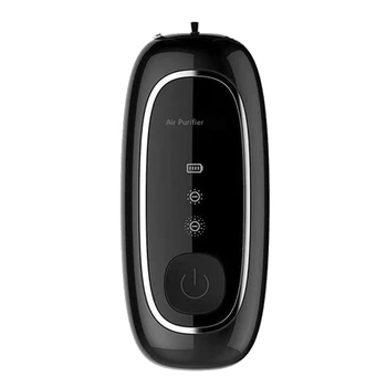 USB Portable Air Gaasipesuseadme, Isikliku Rippuvad Kaelakee koos Negatiivne Ioon õhuvärskendaja-No Kiirguse eest, Täiskasvanud Lapsed, Must