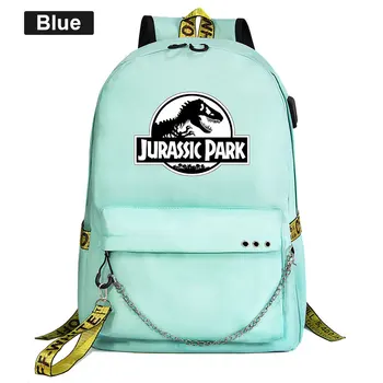 Uus Jurassic Park Prindib Poisid Tüdrukud Lapsed Kooli kotti Naiste USB Kett Seljakott Lõuend Mehed Bagpack Packsack Bookbag