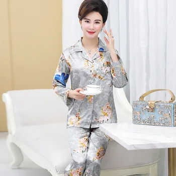 Uus Kevad Pajama Pikk Varrukas Õhuke Pidžaamad Naiste Korea Isikupärastatud Koduse Riided Simulatsiooni Silk Kaks Komplekti Trükitud Pijama Mujer