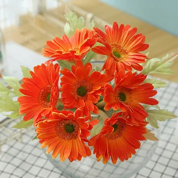 Uus kunstlikku lille PU reaalne touch gerbera lill päevalille võltsitud lill pulmapidu kingitus kodu kaunistamiseks