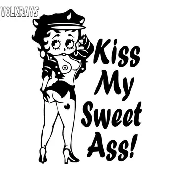 Volkrays Naljakas Auto Kleebis Seksikas Betty Boop Kiss My Sweet Ass Tarvikud Peegeldav Veekindel Päikesekaitse Vinüül Decal,16cm*11cm