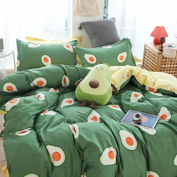 Värske roheline avokaado voodipesu komplekt sünnipäeva kingitus tekikott set flat bed leht padjapüür Nr tekk