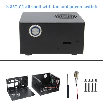 X857 Metallist Korral Hoidmiskoha +Jahutus Ventilaator+ Power Kontrolli Lüliti Vaarika Pi 4B jaoks X857/X872 /X862