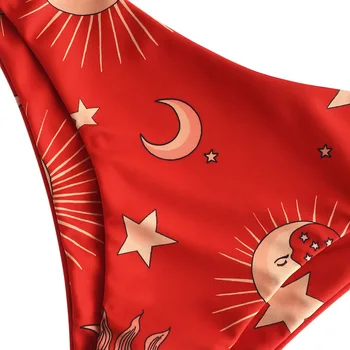 ZAFUL Star Sun Moon Lace Up Bikiinid Komplekti Spagetid Rihmad Traat Tasuta Ujuda Masti Naiste Suvel trikoo Kõrge Lõigatud, Polsterdatud Supelrõivad
