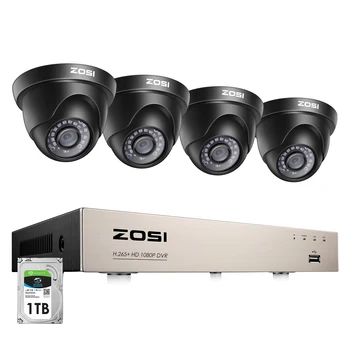 ZOSI 8-Kanaliga HD-TVI 1080P Video Security System H. 265+ DVR recorder koos 4x HD 2.0 MP Indoor/Outdoor Ilmastikukindel CCTV Kaamera