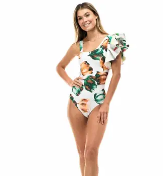 Ühes Tükis Ujumistrikoo 2021 Vibu Risti Supelrõivad Naiste V-Kaeluse Monokini Seksikas Bodysuit Ühe Õla Trikoo Pluss Suurus Beach Kanda