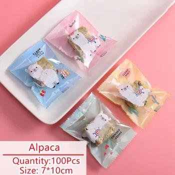 100tk/palju Küpsise Pakendi Kott Cartoon Alpaca Omatehtud Nugat Biskviit Multi Värv Pool Pulm Koti Toidu Pakkimine kilekotti