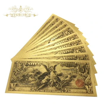 10tk/palju Toredaid Ameerika Pangatähtede 1896 Aasta 5 USD Dollari Pangatähtede 24k kullatud Võltsitud paberraha Kogumine