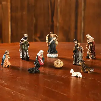 11pcs Beebi Jeesus Seimi Kristuse Stseen Jõulud Võrevoodi Kujukeste Miniatuuri Vaik Kuju Käsitöö Kiriku Ornament Kingitus Home Decor