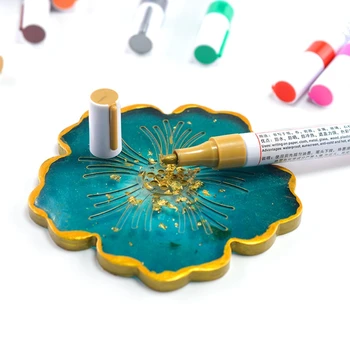12 Värvi Epoksüvaik-Joonistamine Pen Kuld Leafing Punkti Pliiats Sm Akrüülvärv Rõhutab Metallik Alalise Markerite Komplekt