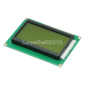 1tk UUS ST7920 5V 12864 kajastatud, 128x64 Dots Graafiline LCD Kollane roheline Taustavalgustus