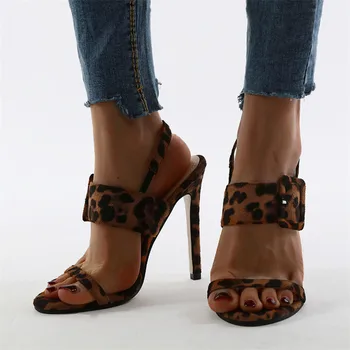 2020. aasta Uus suvine seksikas kõrge kontsaga sandaalid avatud varvas lukk deco mood serpentine roheline sandaalid leopard Rooma naine kingad