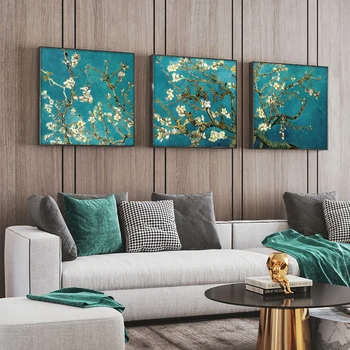 3 Paneelid Van Gogh Almond Blossom Lõuend Kunsti Maalid Kodus Seina Decor Impressionism Lilled Lõuend Prindi elutuba Cuadros
