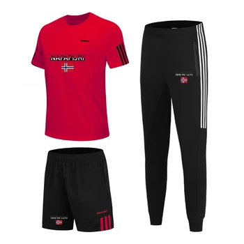 3 Tükki/Set Spordi T-särk Meeste Ülikond Töötab Püksid +Sport Püksid +Sörkimine Püksid, Spordirõivad, Sobiks Jalgpalli Sobiks Jõusaal Ülikond Uus