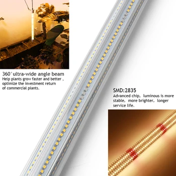 360° LED Grow Light Bar Täieliku Spektri kohta Veekindel IP65 Soe Valgus Toru Kasvav Lamp Taimed, Lilled, Tomatid Vegs Kasvada Telk