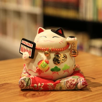 4.5 tolline Keraamiline Maneki Neko Kuju Õnnelik Kass Raha Kasti Õnn Kass Figuriin Notsu Panga Home Decor Kingitus Feng Shui Ornament
