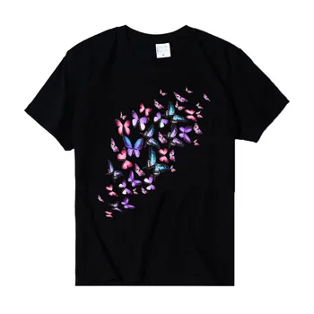 40# T-särk Naiste Harajuku Tshirt Casual T-särgi Värvi Liblikas Trüki-Ring O-kaeluse Elegantne Lühike Varrukas Top Футболки Топ
